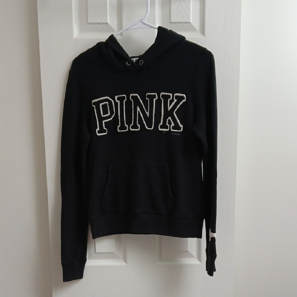 Vintage Y2K PINK Victoria's Secret Black‎ Pullover Hoodie